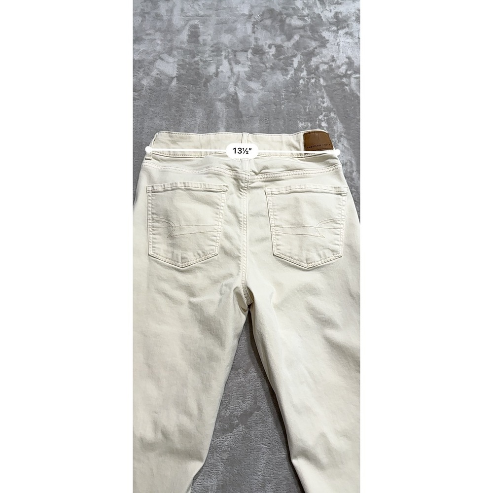 American Eagle Festival Flare Pants Women Size 6‎ Cream Embroidered Denim EUC - Picture 10 of 11